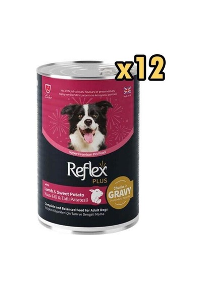 Reflex Plus Kuzu Ve Tatlı Patates Et Parçacıklı Soslu Köpek Konservesi 400 Gr 12 Adet