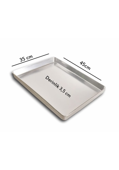 5 Adet - Tek Kullanımlık Alüminyum Tepsi - 35x45x3,5 Cm 300 Gr Gri
