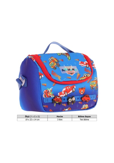 Kaukko Kids Isı Yalıtımlı, Silikon Aksesuarlı Beslenme Çantası - Mavi Kırmızı - Erkek Çocuk - L7258 Mavi - Kırmızı