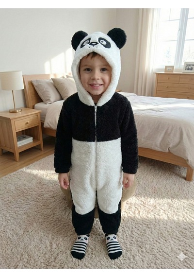 Mj Kids Wellsoft Peluş Unisex Bebek Ayıcık Tulum Ekru