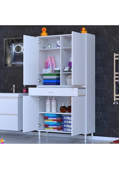 Eliusta Line Beyaz 100 Cm Banyo Dolabı Çok Bölmeli Banyo Düzenleyici Dolap 4 Kapaklı 4 Raflı 100x173x32,5 Cm Beyaz Eliusta Line Beyaz 100 Cm Banyo Dolabı Çok Bölmeli Banyo Düzenleyici Dolap 4 Kapaklı 4 Raflı 100x173x32,5 Cm Beyaz