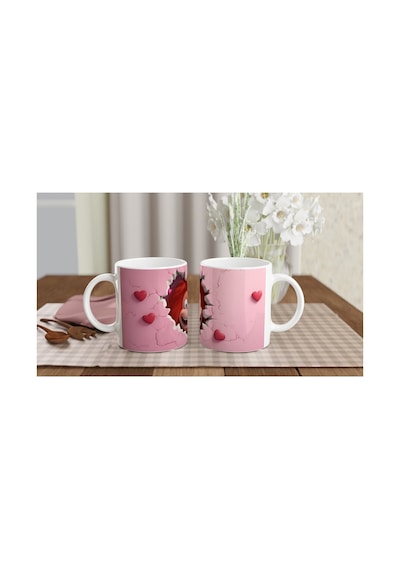Pembe Kalpli Duvarı Yırtan Neşeli Orangutan Temalı Baskılı Kupa Bardak Renkli