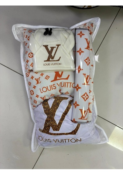 Turuncu Lv Süper Set Dörtlü Servis Kılıfı + İkili Yastık Ve Kemer Kılıfı+ Vites Poları