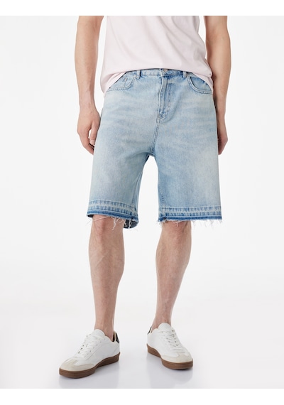 Koton Normal Bel Pamuklu Pis Paça Straight Fit Bermuda Jean Şort Orta İndigo 6sam40376nd