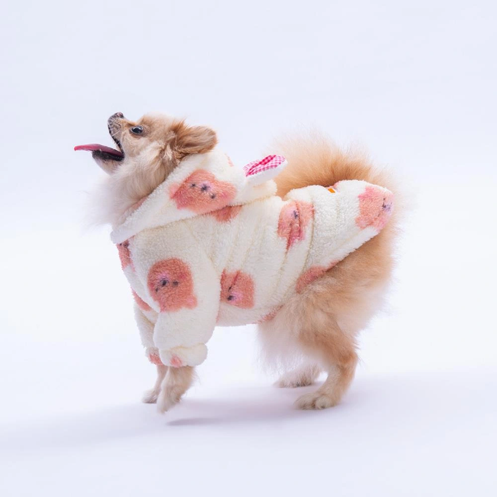 Somon Sapporobear Hoodie Ayı Desenli Kulaklı Peluş Köpek Kıyafeti Kedi Kıyafeti Köpek Sweati