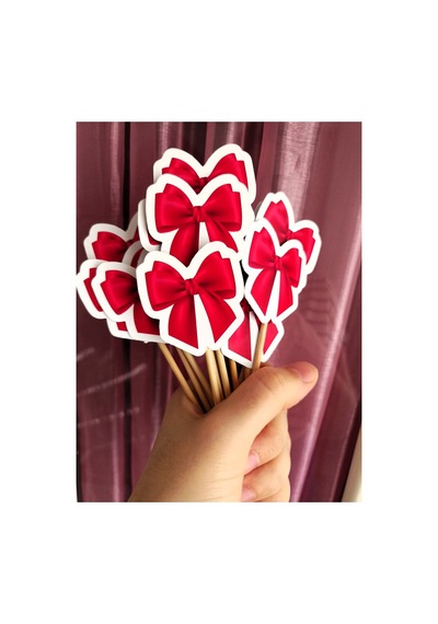 20 Adet Pembe Fiyonk Pasta Kürdanı 5cm Cupcake Pasta Süsü Kurabiye Nişan Söz Kokteyl Bride To Be