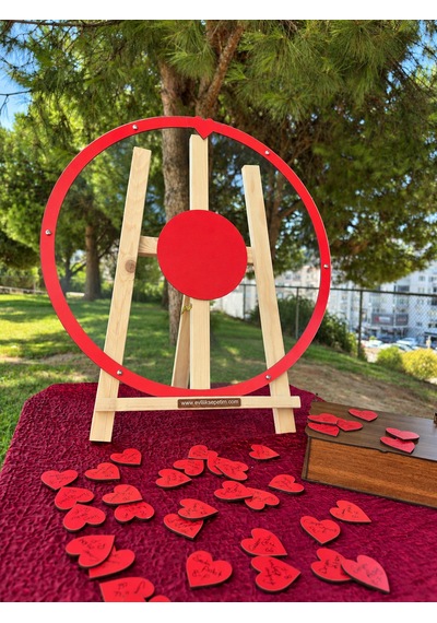 Kişiye Özel Kırmızı Yuvarlak Öğretmenler Günü Anı Kutusu 50cm İçi Yuvarlak İsimlikli