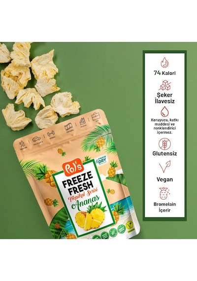 Pol's Freeze Fresh Dondurularak Kurutulmuş Ananas 20 Gr 20 G