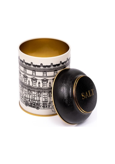 City Salt Desenli Yuvarlak Metal Kutu, 9 X 11 Cm, 0.6 Lt