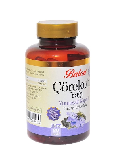Balen Çörekotu Yağı Yumuşak Kapsülü 1380 MG 80 Çörek Otu Soft Gel