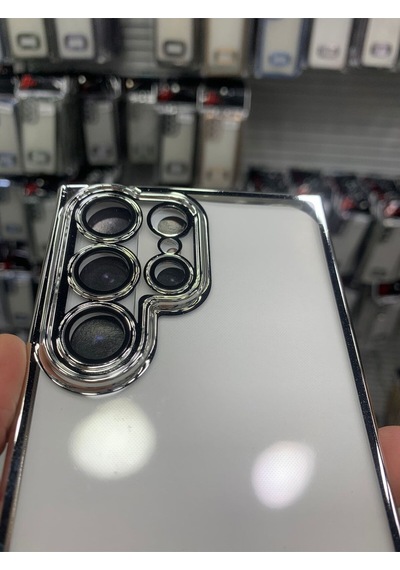 Samsung Galaxy Uyumlu S24 Ultra Kamera Lens Korumalı Şeffaf Yumuşak Silikon Telefon Kılıfı Kapak Siyah