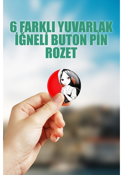 Kaguya Sama Çanta Süsü Rozet İğneli Buton Rozet Seti 6 Adet Çok Renkli