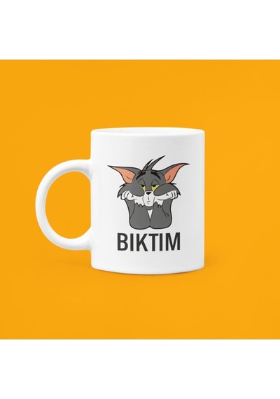 Bıktım Mood Baskılı Porselen Kupa 330ml Beyaz