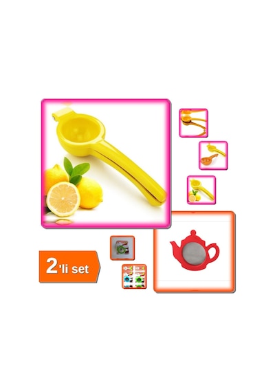 Pratik Limon Sıkacağı Limonatör Plastik + Şık Çay Süzgeci Demlik Modeli - 2li Set K7l1e4 Plastik Diğer