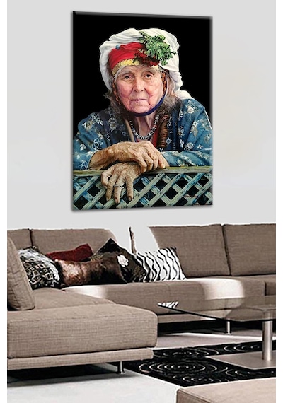 Talya Tablo Yaşlı Kadın Portre Kanvas Tablo 50x35 No-5441