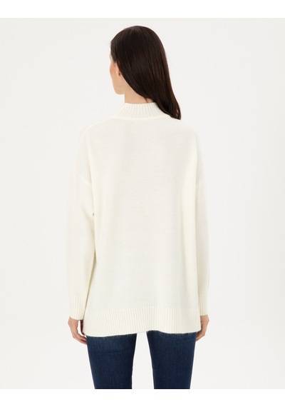 Pierre Cardin Ekru Oversize Yarım Balıkçı Kazak 50301841-vr019
