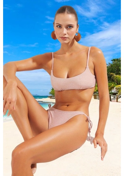 Ersefa Tasarım Bikini Takımı Klora Dayanıklı Su Sporları İçin Şık Detayl Pudra