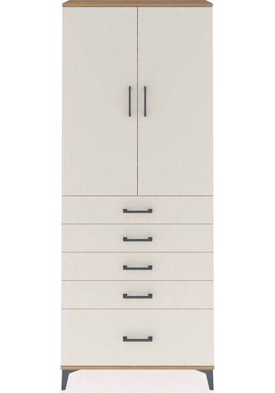 Arges Dolap 3 Raflı 5 Çekmeceli 2 Kapaklı 88x30x221 Çam-aytaşı Çam