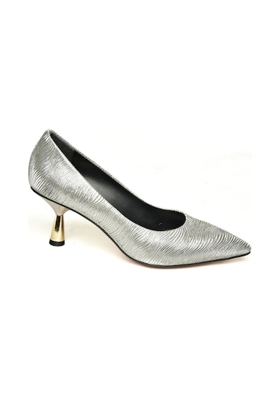 Fox Shoes U676034014 Platin Sim Alçak Topuklu Kadın Ayakkabı Platin