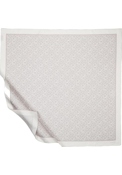 İpekevi Twill İpek Eşarp - Typo Monogram - Gümüş Gümüş