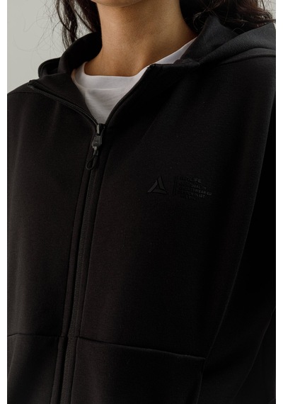 Airlife Clubby Ir Zone Tam Boy Fermuarlı Kadın Kapüşonlu Sweatshirt Siyah