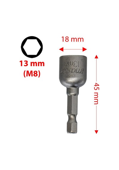 Master 530426 Manyetik Bits Lokma Somun Adaptörü 13x45 Mm