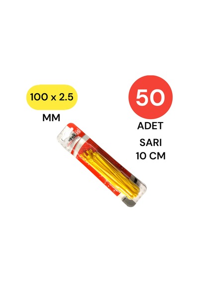 Tek-iş Plastik Kablo Bağı Klipsi Cırt Kelepçe 100 Mm X 2.5 Mm Sarı 50 Adet