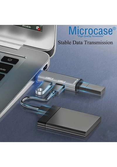 Microcase Usb 3.0 3 Port Mini Usb Çoklayıcı Hub 8 Cm Gri - Al2740