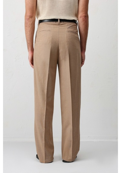Antioch Keten Karışımlı Erkek Baggy Pantolon Vizon