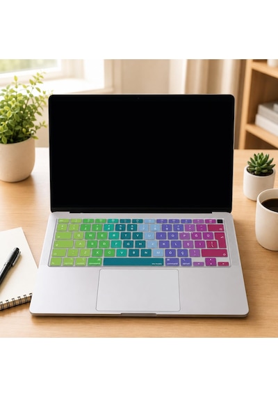 Türkçe Q Klavye Koruyucu Macbook Air 13 A2179 A2337 M1 Uyumlu Uk Iso Ters L Enter Ultra İnce Silikon Keyboard Cover Pembe Yeşil