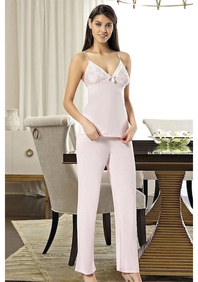 Xses 2030 Kadın Sabahlıklı Pijama Takım-pudra Pudra