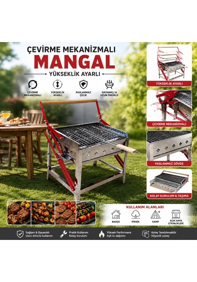 Döndürmeli - Çevirmeli Paslanmaz Mekanizmalı Mangal Bx40 Diğer
