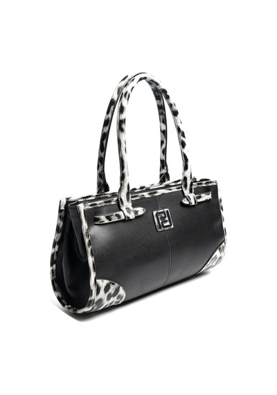 Silver Polo Sp1261 Kadın El Çantası Düz Siyah-leopar Gri
