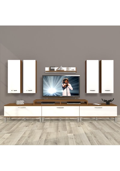 Decoraktiv Ekoflex 8d Slm Krom Ayaklı Tv Ünitesi Tv Sehpası - Ceviz Beyaz Ahşap - Beyaz Decoraktiv Ekoflex 8d Slm Krom Ayaklı Tv Ünitesi Tv Sehpası - Ceviz Beyaz Ahşap - Beyaz