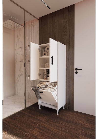 Orkide Çamaşır Sepetli 2 Kapaklı Çok Amaçlı Dolap Banyo Kirli Çamaşır Dolabı Beyaz Orkide Çamaşır Sepetli 2 Kapaklı Çok Amaçlı Dolap Banyo Kirli Çamaşır Dolabı Beyaz