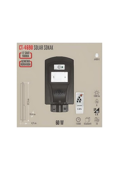 Cata 20w Solar Sensörlü Sokak Armatürü Ct-4690 Ekn.39 Diğer