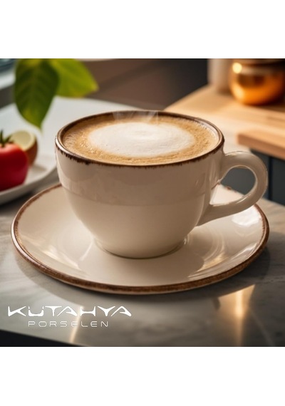 Kütahya Porselen 190 Cc/ml 6 Kişilik Çay Duble Türk Kahve Fincan Takımı 12 Parça Cappuccino Latte Mocha Diğer