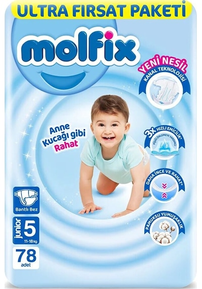 Molfix Bebek Bezi Ultra Fırsat Paketi 11-18 Kg 78 Adet 5 Numara