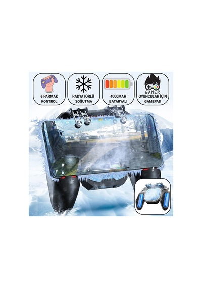 Coofbe Profesyonel Yüksek Hassasiyetli 4000mah Şarjlı 6 Parmak Telefon Soğutucu Ve Joystick Gamepad Tetik