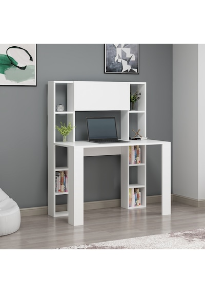 Dekorosso Dekorosso Vital Raflı Dolaplı Çalışma Masası Beyaz