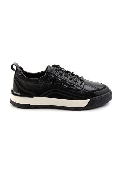 Bambi Siyah Leather Erkek Sneaker E01398300643 Siyah