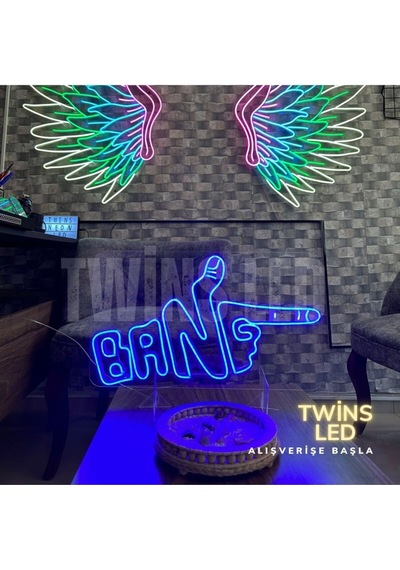 Bang Yazılı Ve Şekilli Neon Tabela Mavi