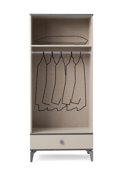 Çakıltaşı 2 Kapaklı Gardırop Elbise Dolabı 86x47x200cm Krem