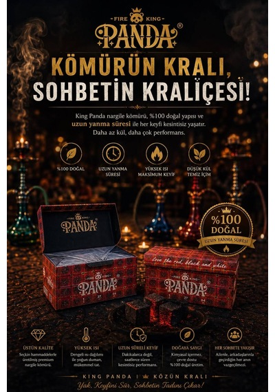Fıre Kıng Panda Premium Nargile Kömürü 5 Kg %100 Doğal Hindistan Cevizi Kömürü
