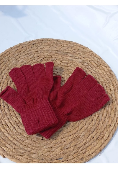 Salar Ticaret Salarticaret Klasik Yarım Parmak Eldiven Bordo Unisex Bordo