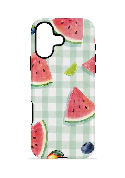 Apple iPhone Uyumlu 16 Vorian Çift Katmanlı Kılıf Watermelon Picnic Gingham