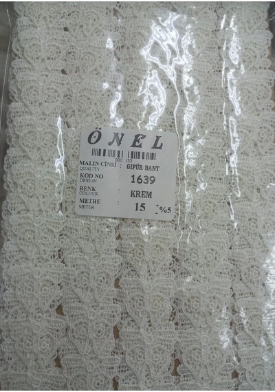 Dantel Polyester Güpür Bant Krem 15 Metre En 6 Cm On-1639-kr