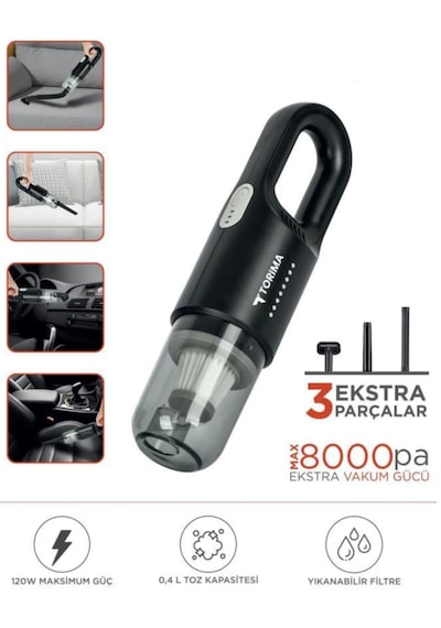 Torima A-031 Siyah Şarjlı Mini Araç El Süpürgesi