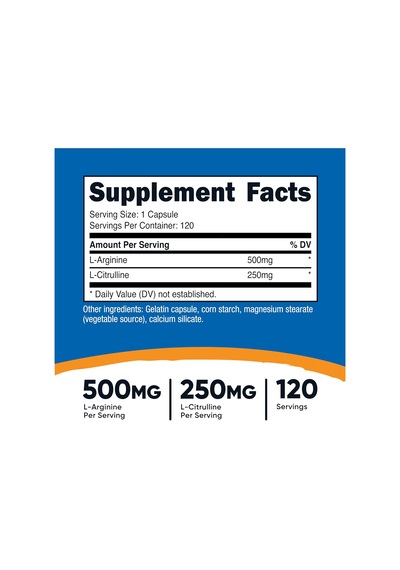Nutricost L-arginine Arjinin L-citrulline Sitrulin Complex 750m