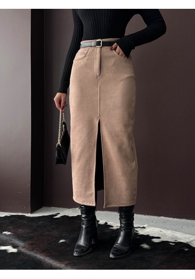 Verymoda Süet Etek F1761 Vizon